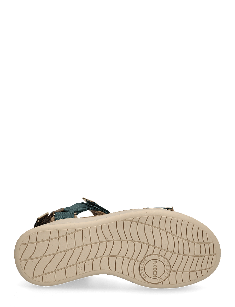 WODEN - Line - flat sandals - deep forest/chocolate - 4
