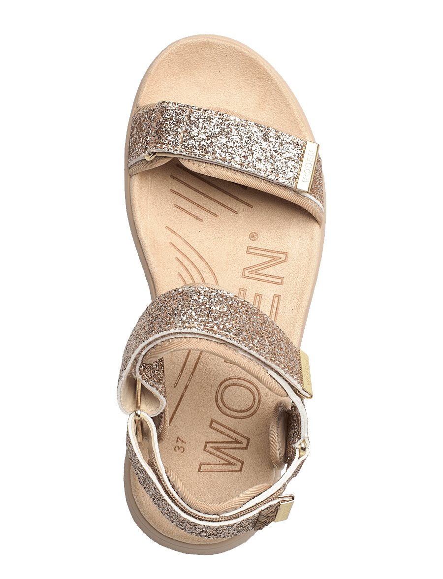WODEN - Line Glitter - flache sandalen - coffee cream - 3