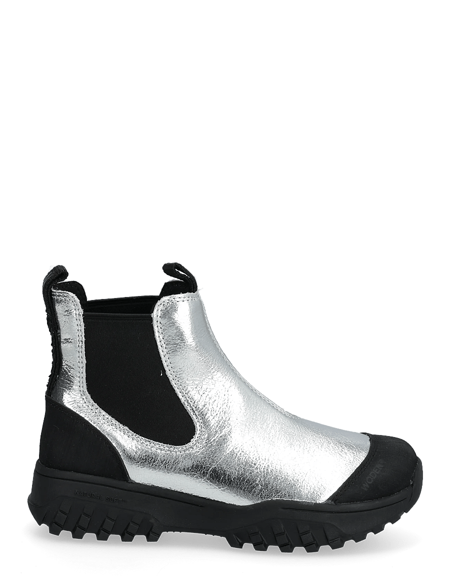 WODEN - Magda Metallic Waterproof - platta ankelboots - silver - 2