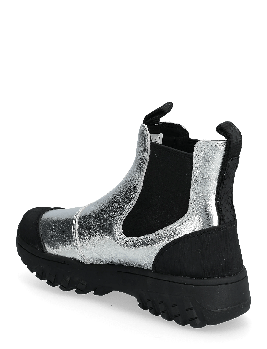 WODEN - Magda Metallic Waterproof - platta ankelboots - silver - 3