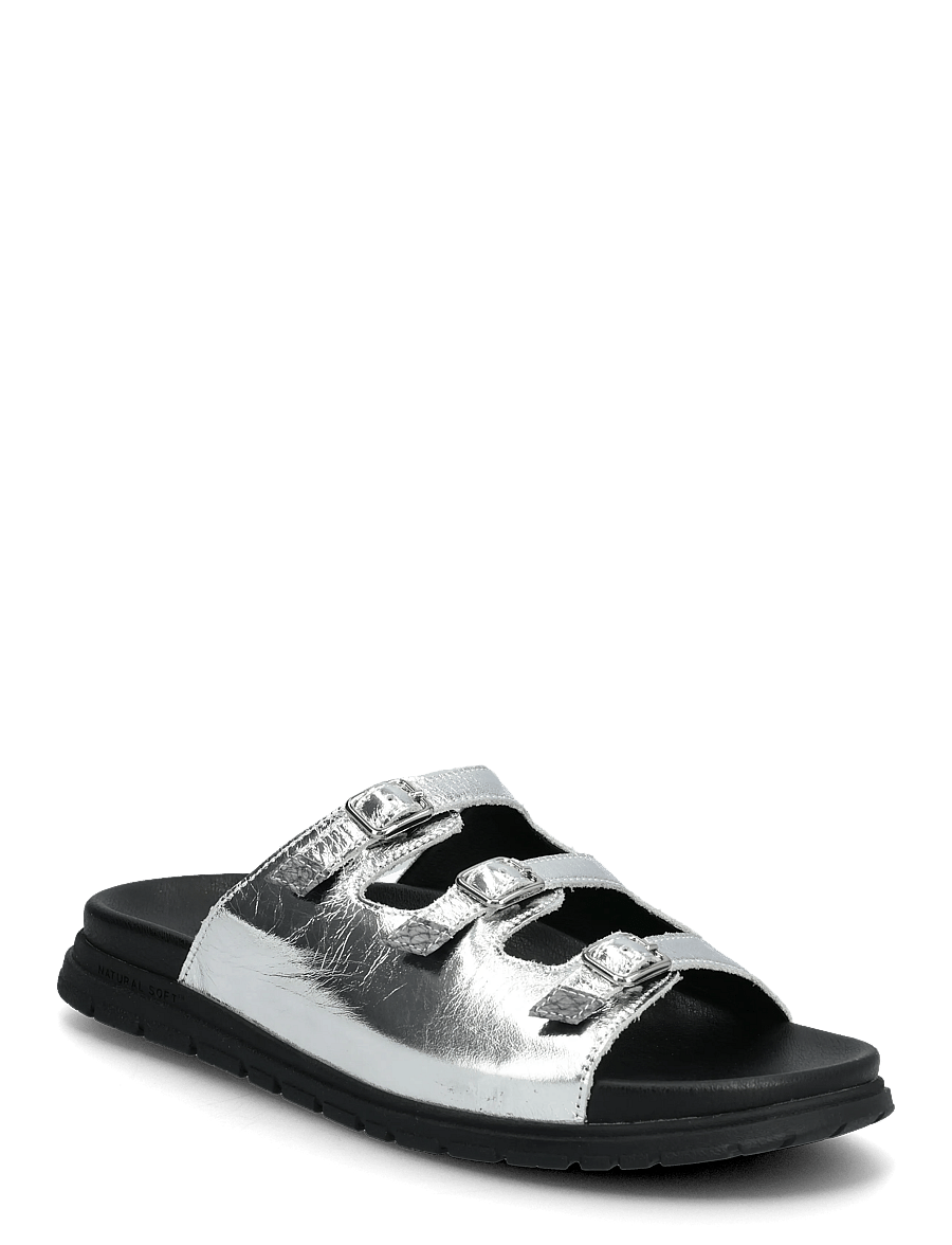 WODEN - Ellen Metallic - platte sandalen - black/silver - 0