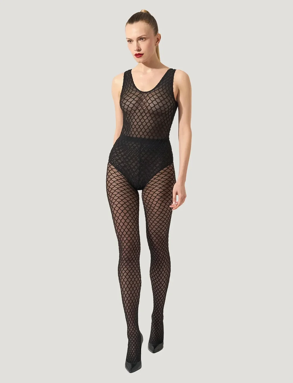 Wolford - Velvet Net Illusion Tights - besondere anlässe - black/black - 4