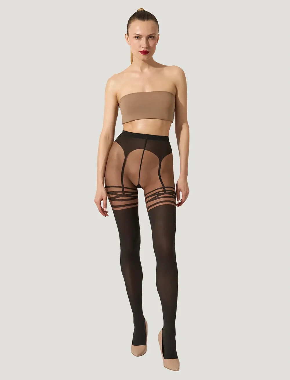 Wolford - Suspender Tights - speciella tillfällen - umber/black - 0
