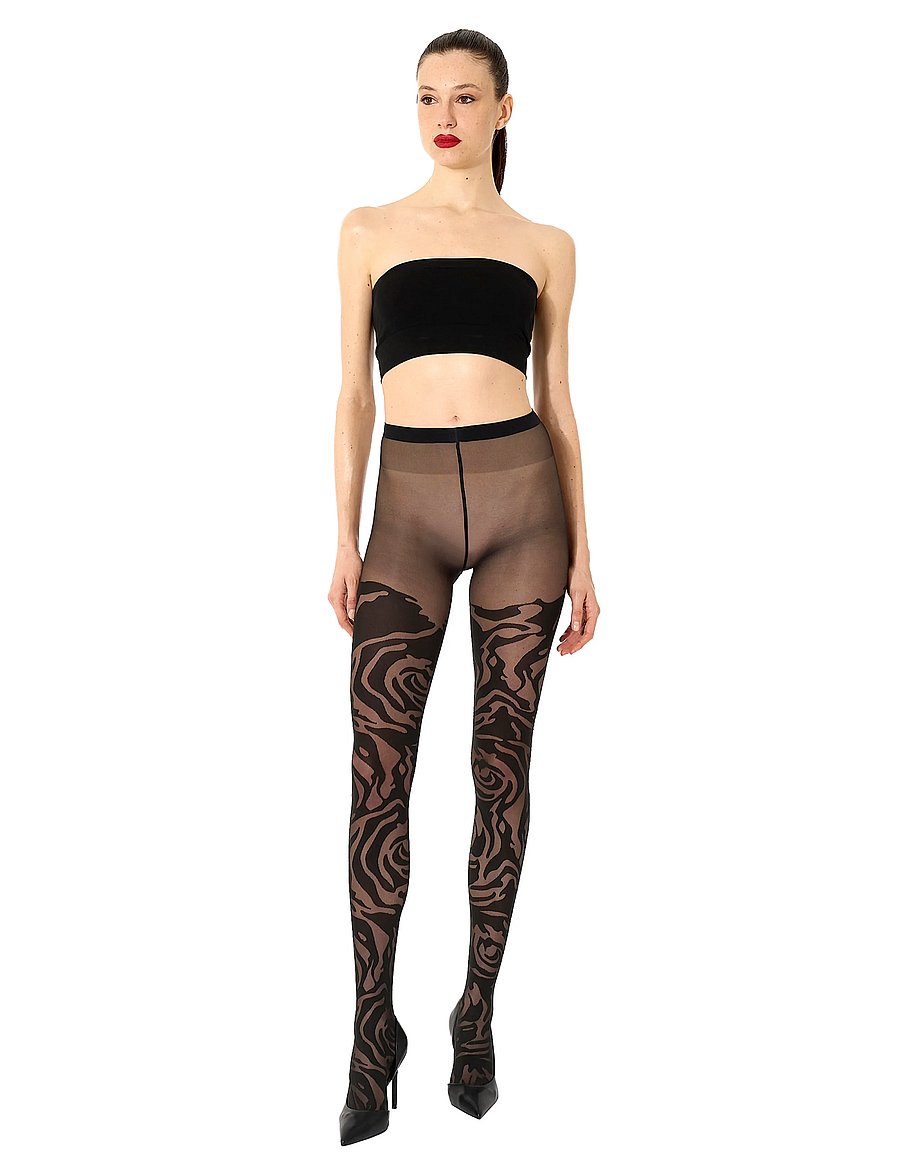 Wolford - Rose Shadow Tights - besondere anlässe - black/black - 0
