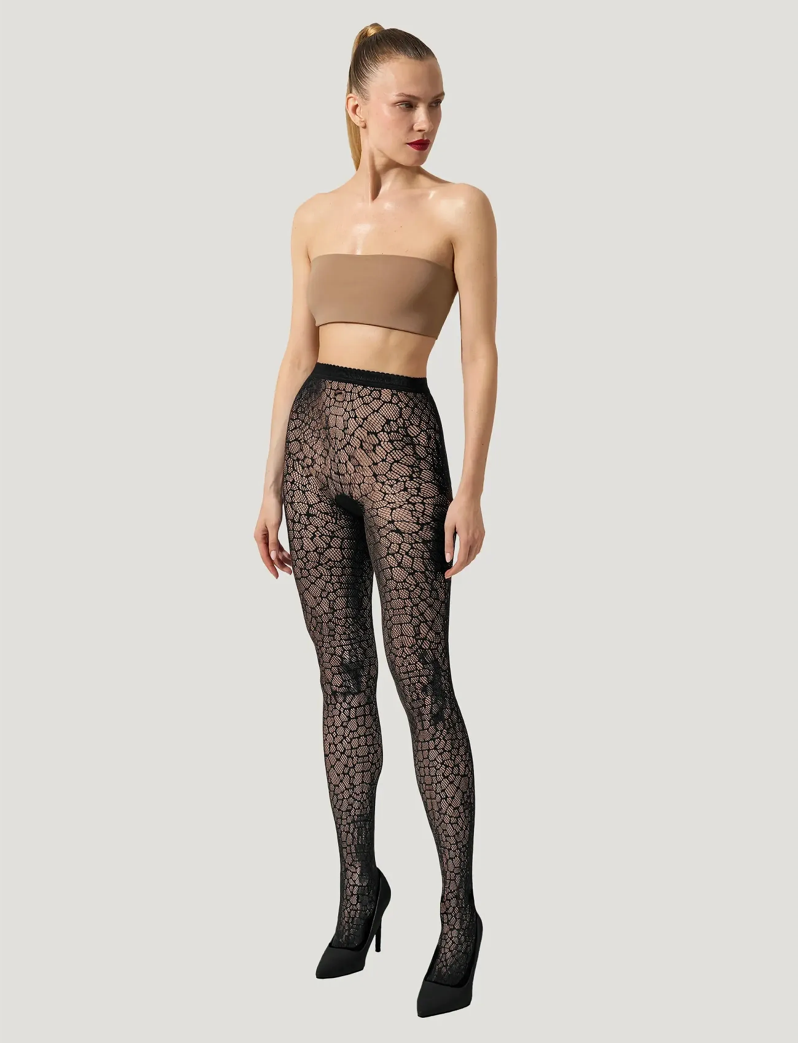 Wolford Reptile Net Tights, Kvinder, Reptil Net Strømpebukser, Sort, Str: XS