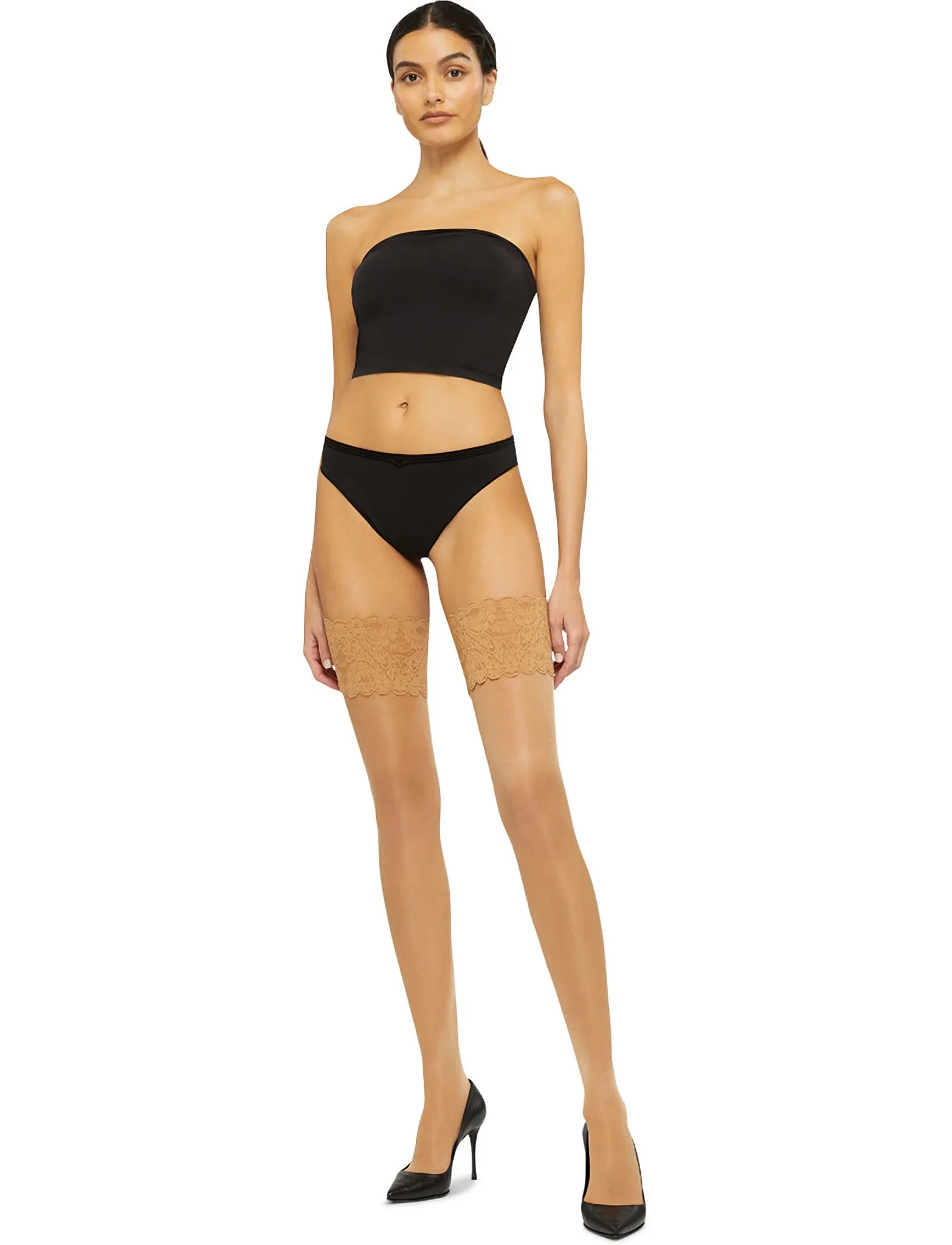 Wolford Satin Touch 20 Stay-Up, Damen, Spitzen Stay-Up, Beige, Gr.S