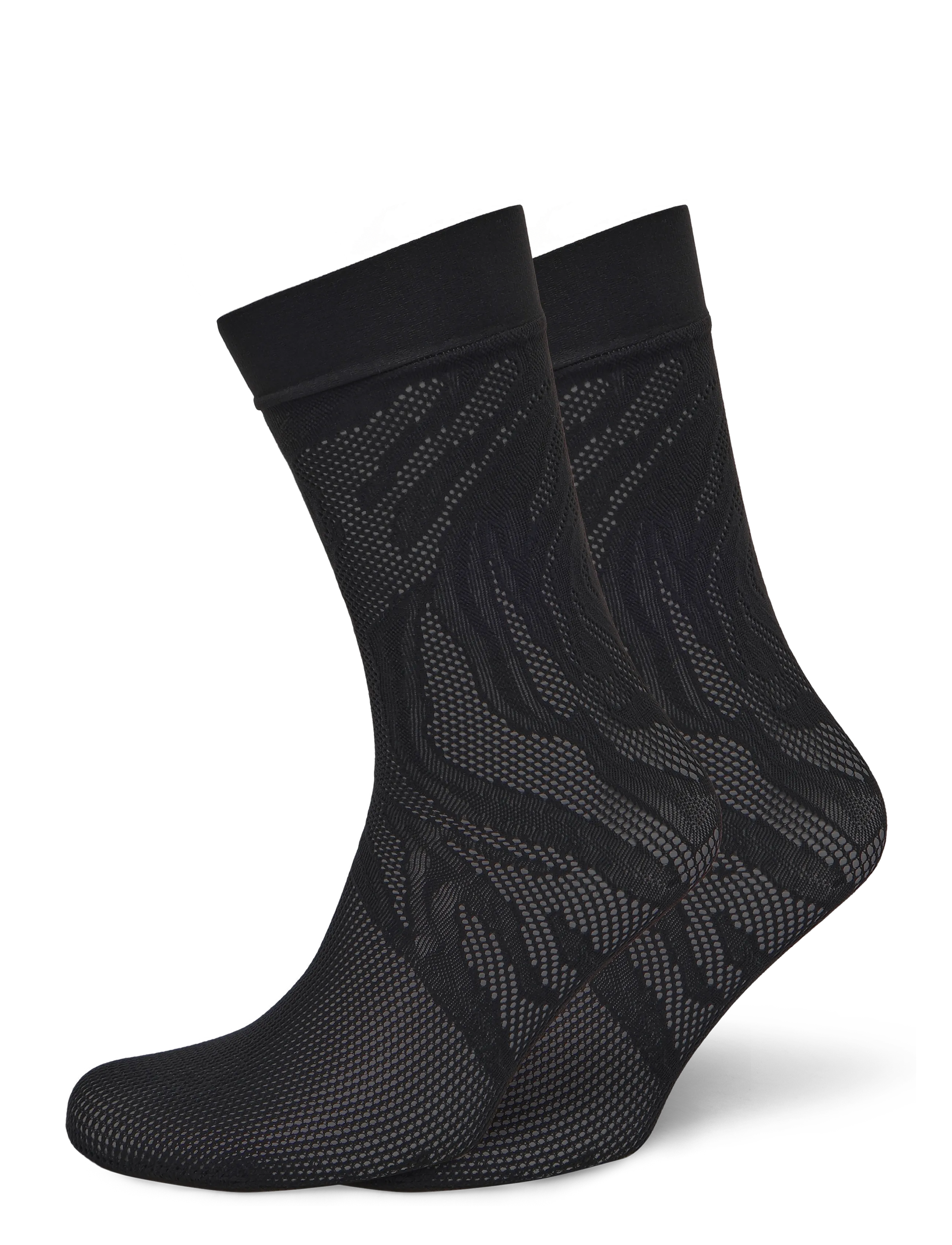 Wolford Rosebloom Net Knee-Highs, Damen, Netz Kniestrümpfe, Schwarz, Gr.M