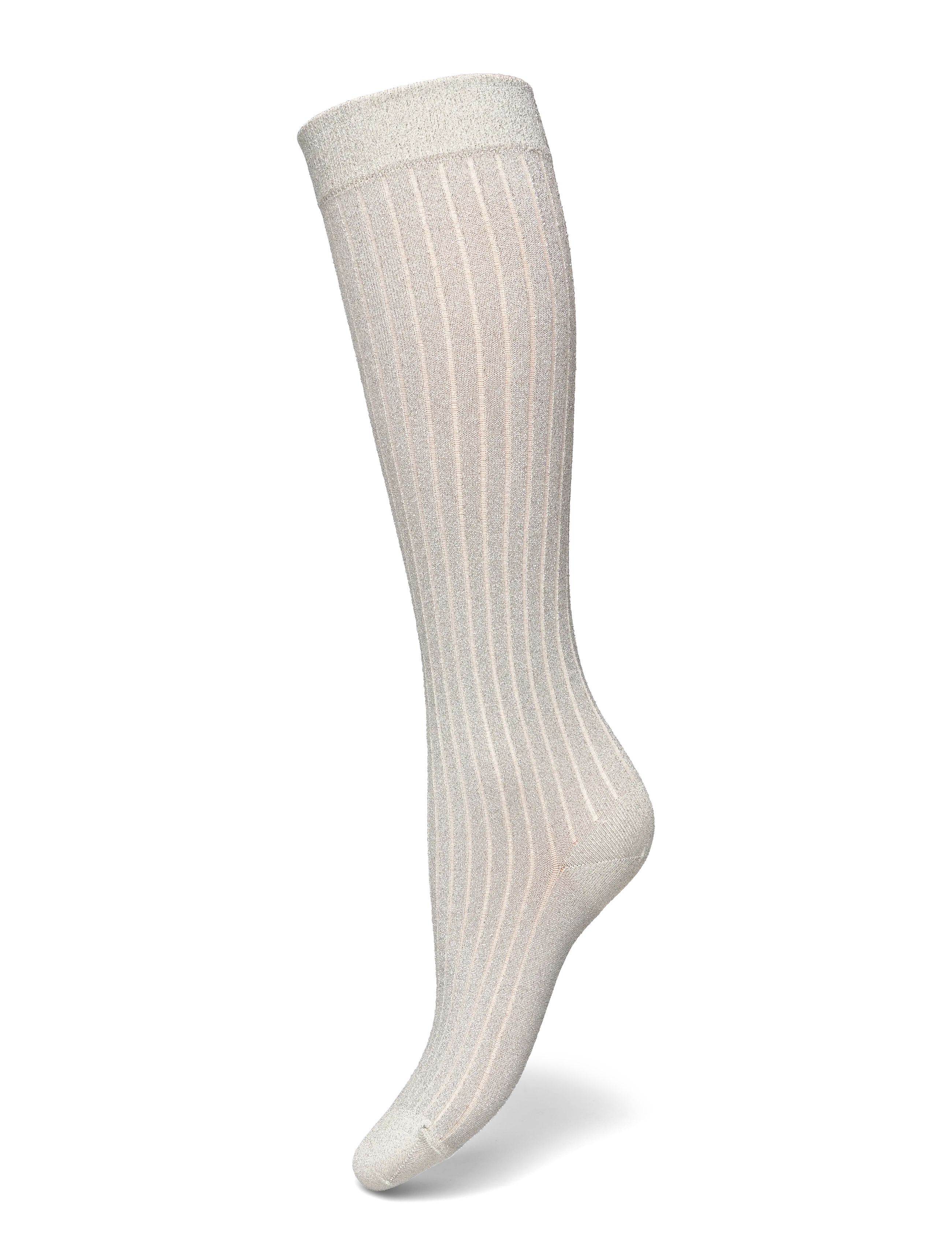 Shimmer Rib Knee-Highs - BUTTERCREAM/SILVER
