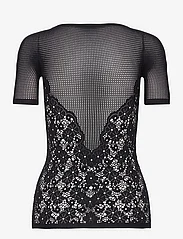 Wolford - Flower Lace Top Short Sleeves - lyhythihaiset puserot - black - 1