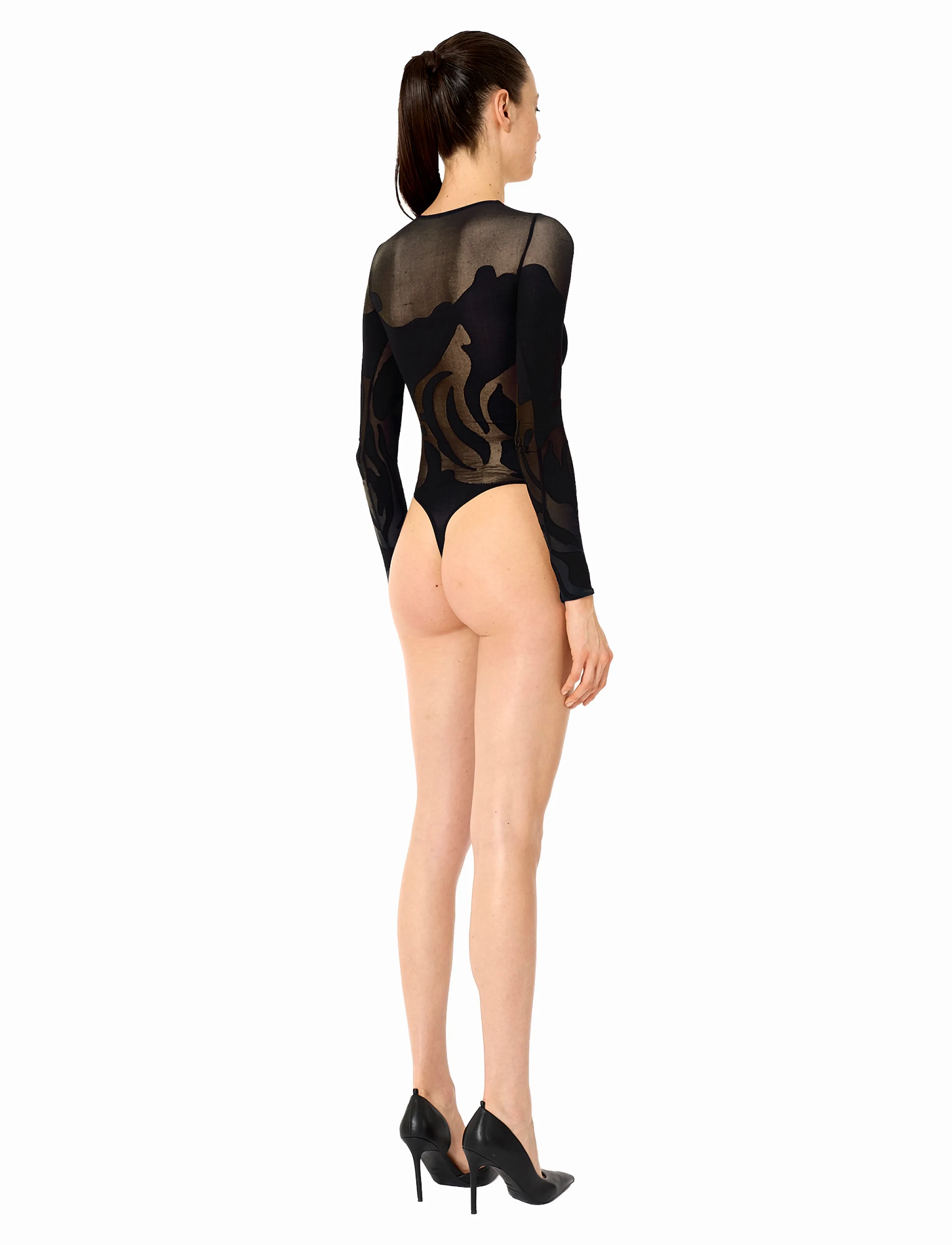 Wolford - Rose Shadow String Body - særlige begivenheder - black/black - 3