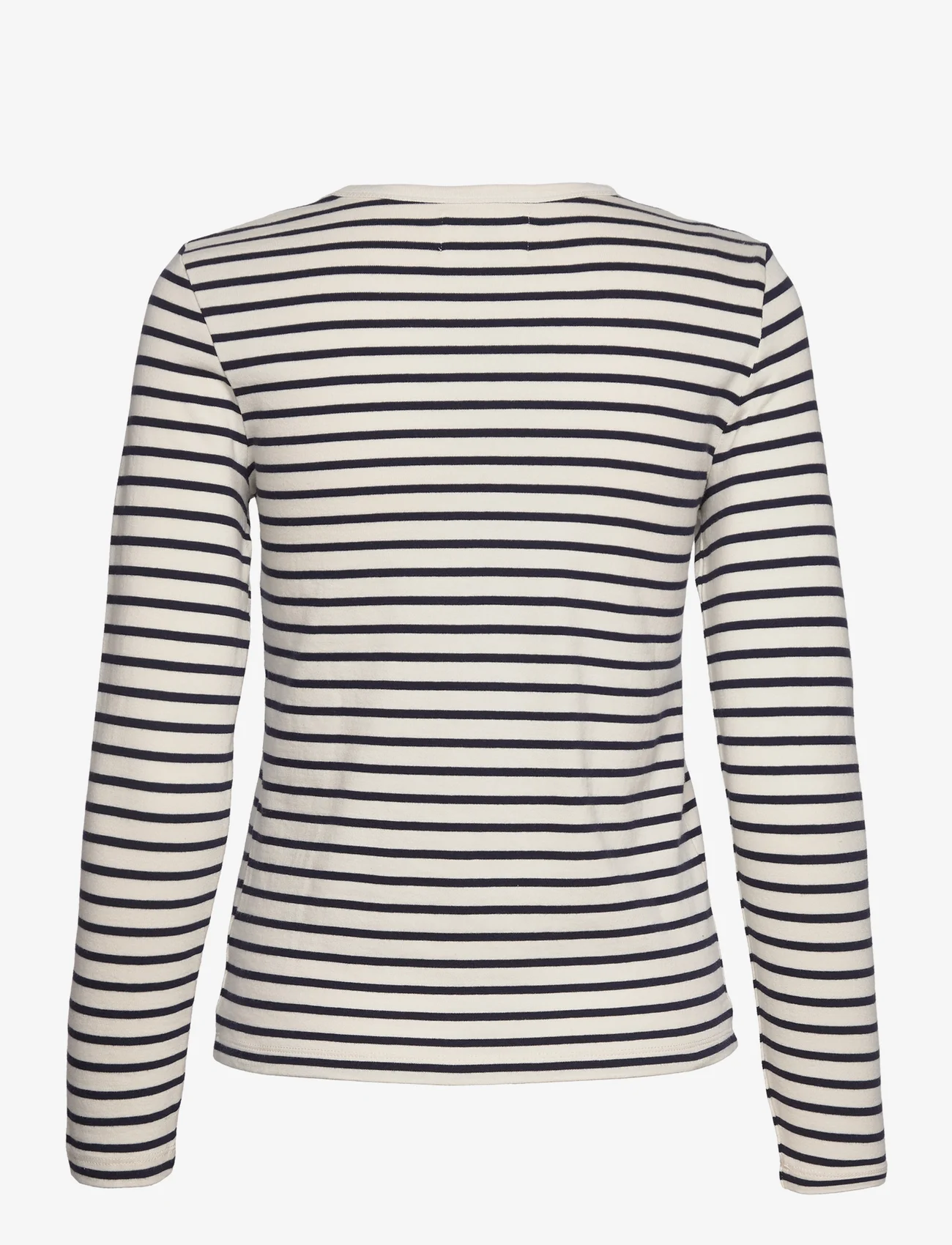 Double A by Wood Wood - Moa stripe long sleeve GOTS - t-shirt & tops - off-white/navy stripes - 1
