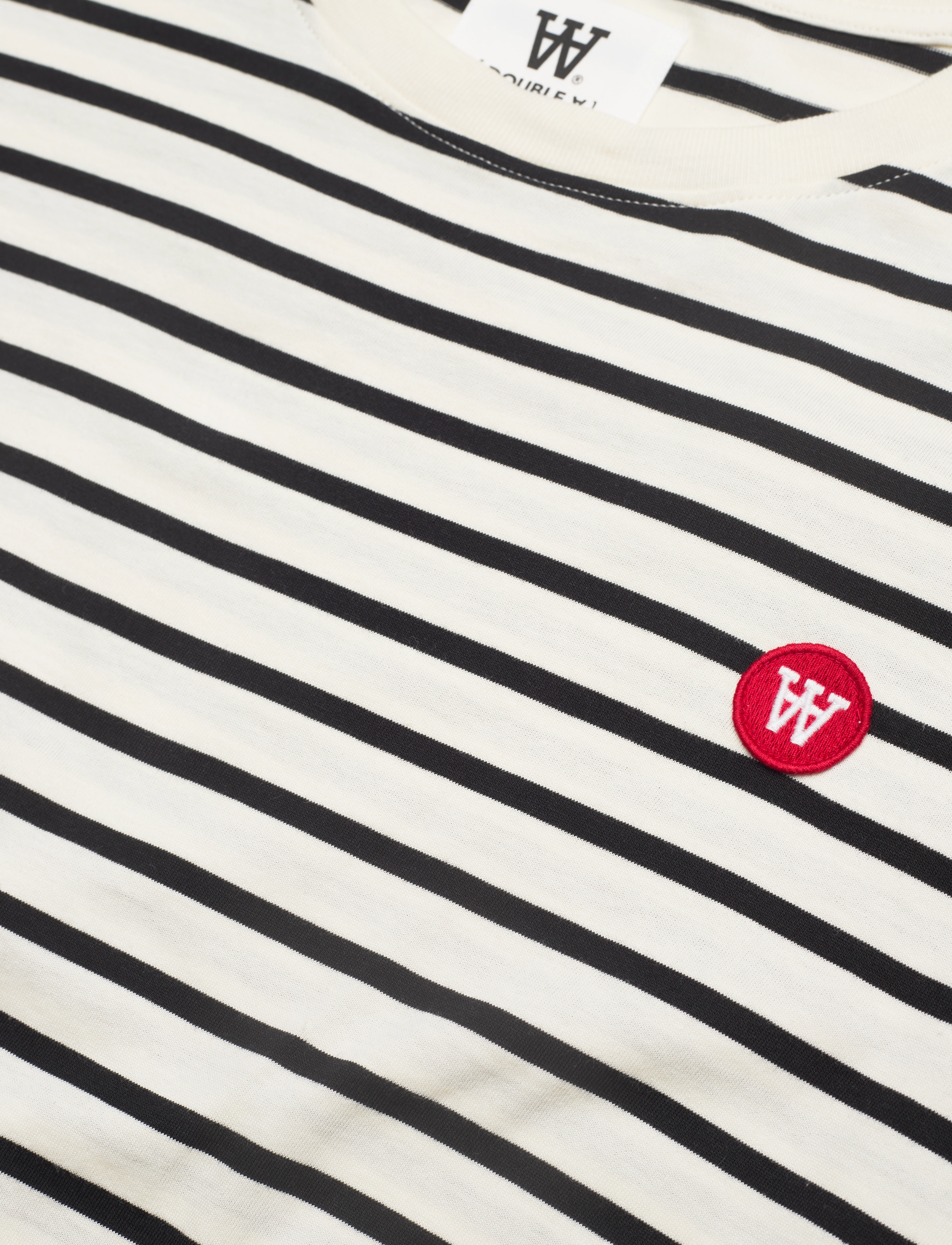 WOOD WOOD - Ace badge T-shirt GOTS - off-white/black stripes - 2