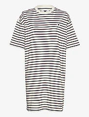 Double A by Wood Wood - Ulla stripe dress - t-shirtkjoler - off-white/burgundy stripes - 0