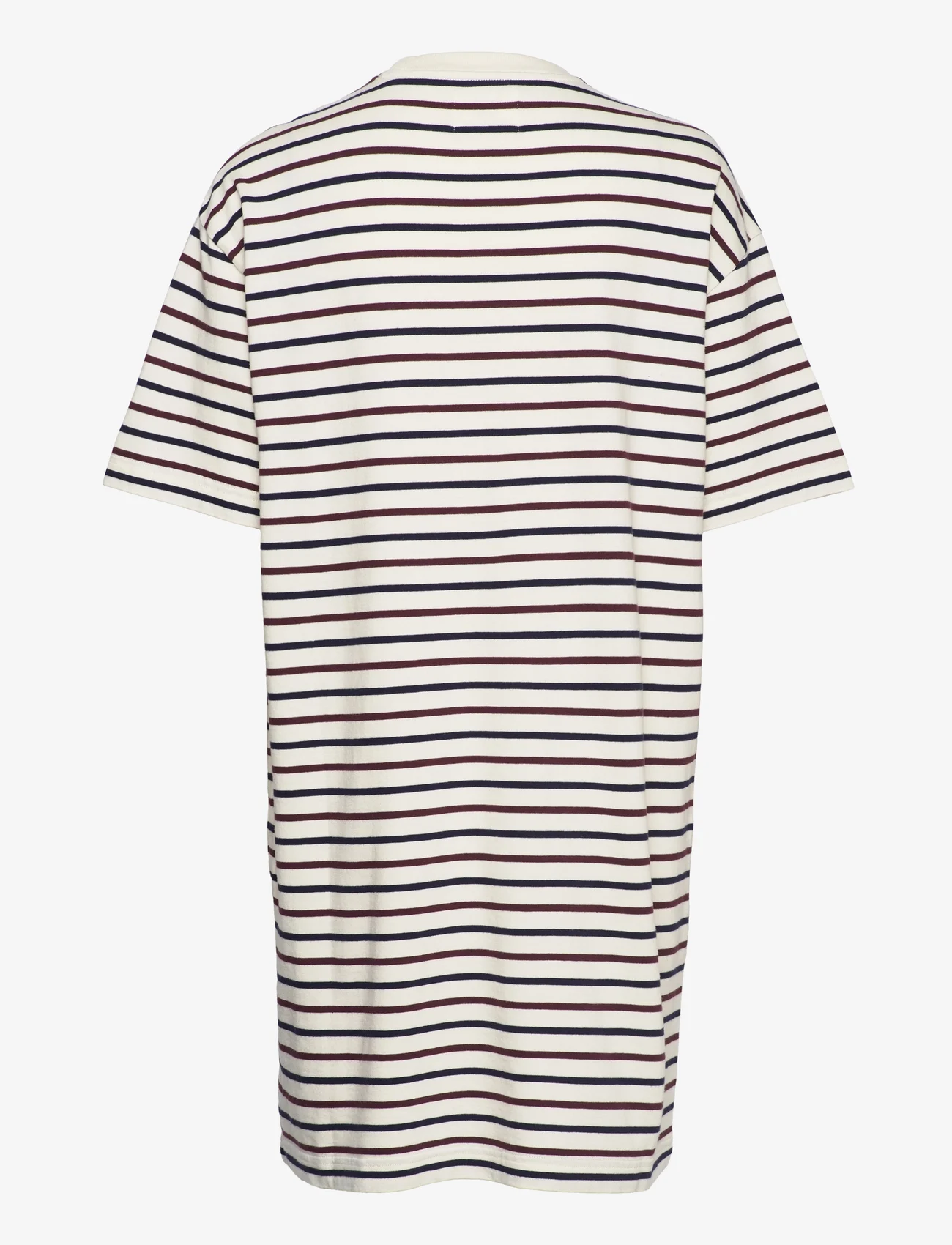 Double A by Wood Wood - Ulla stripe dress - t-shirtkjoler - off-white/burgundy stripes - 1