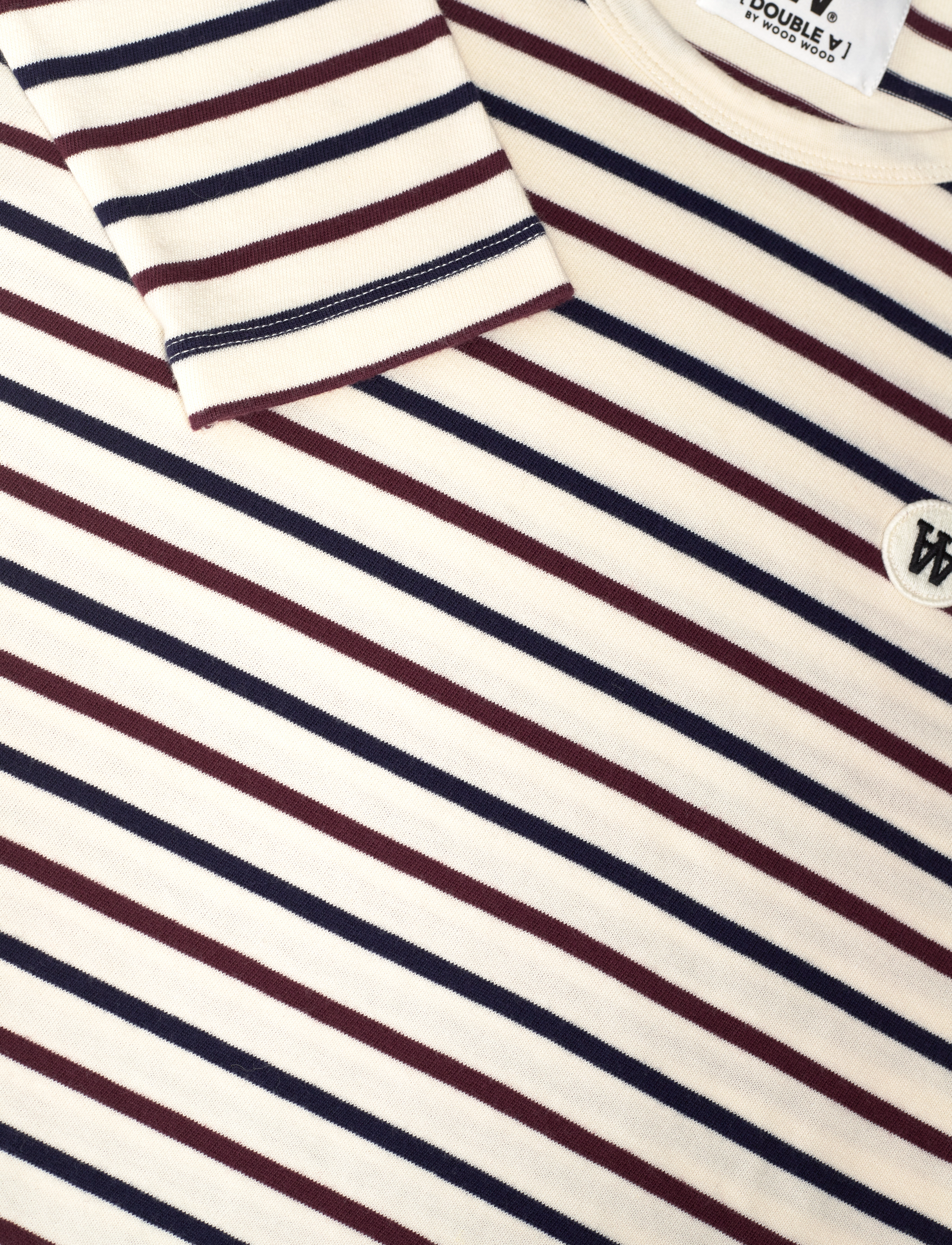 Double A by Wood Wood - Moa stripe long sleeve - off-white/burgundy stripes - 2