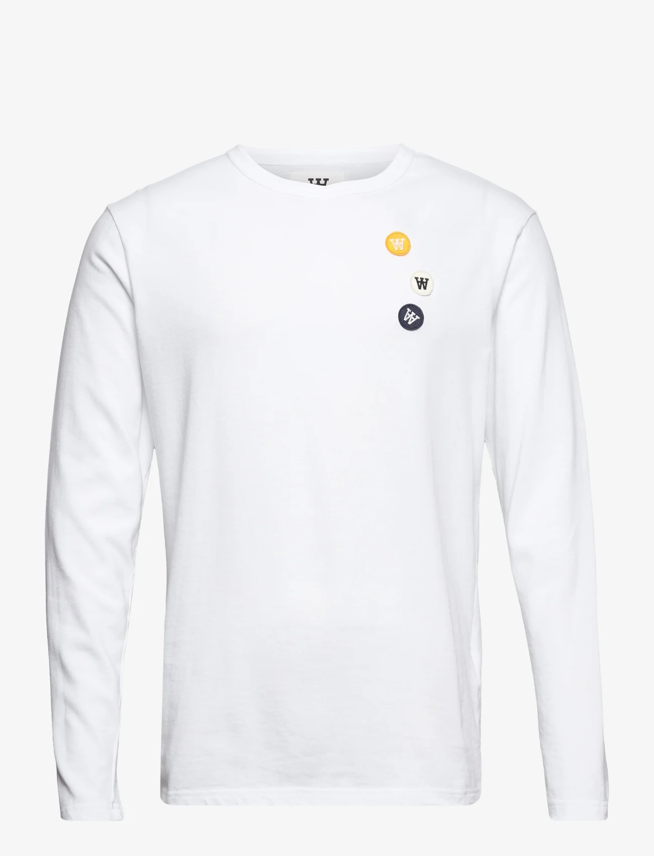 Double A by Wood Wood - Mel patches LS - langærmede t-shirts - white - 0