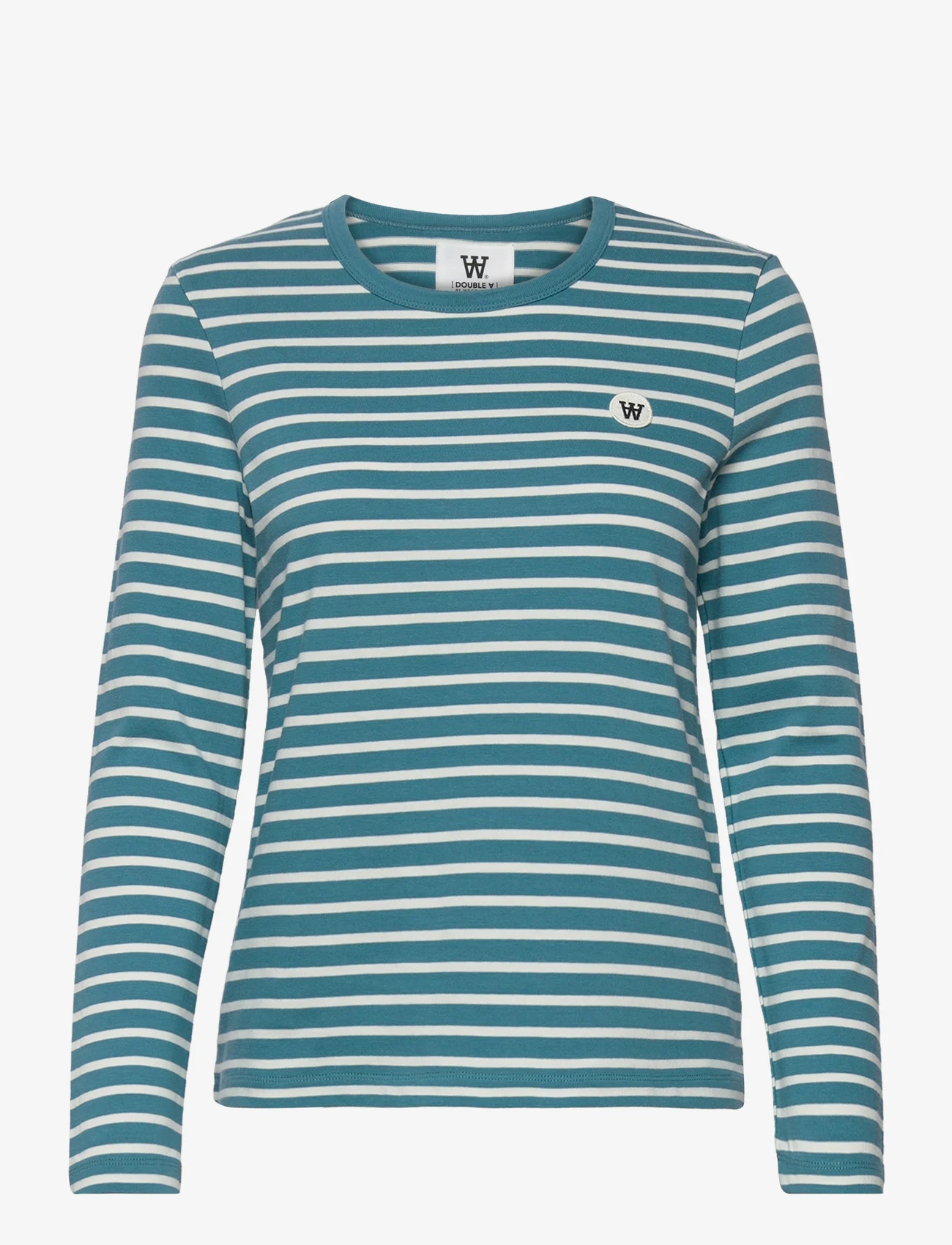 Double A by Wood Wood - Moa stripe long sleeve GOTS - langærmede toppe - bright blue/ off white stripes - 0