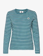 Double A by Wood Wood - Moa stripe long sleeve GOTS - t-shirt & tops - bright blue/ off white stripes - 0