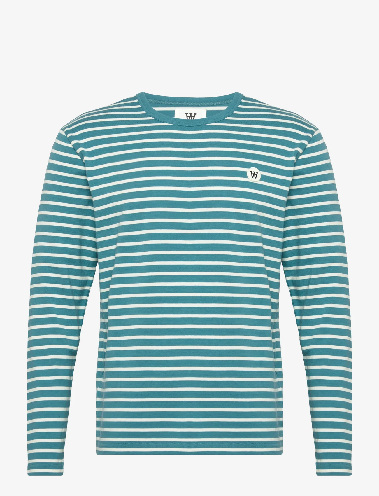 Double A by Wood Wood - Mel stripe long sleeve GOTS - langærmede t-shirts - bright blue/ off white stripes - 0
