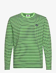 Double A by Wood Wood - Mel stripe long sleeve GOTS - langærmede t-shirts - pale green/ navy stripes - 0