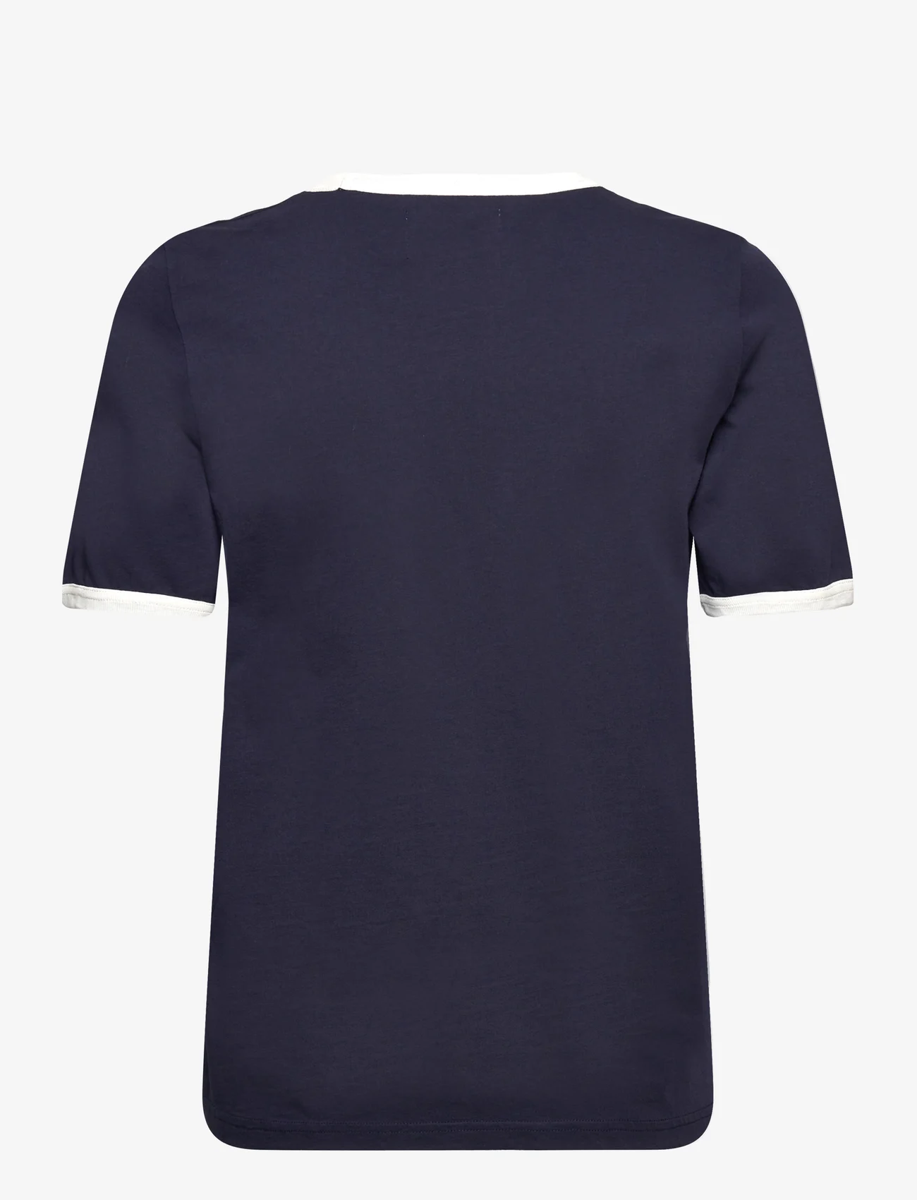 Double A by Wood Wood - Fia stacked logo T-shirt - t-shirts - navy - 1