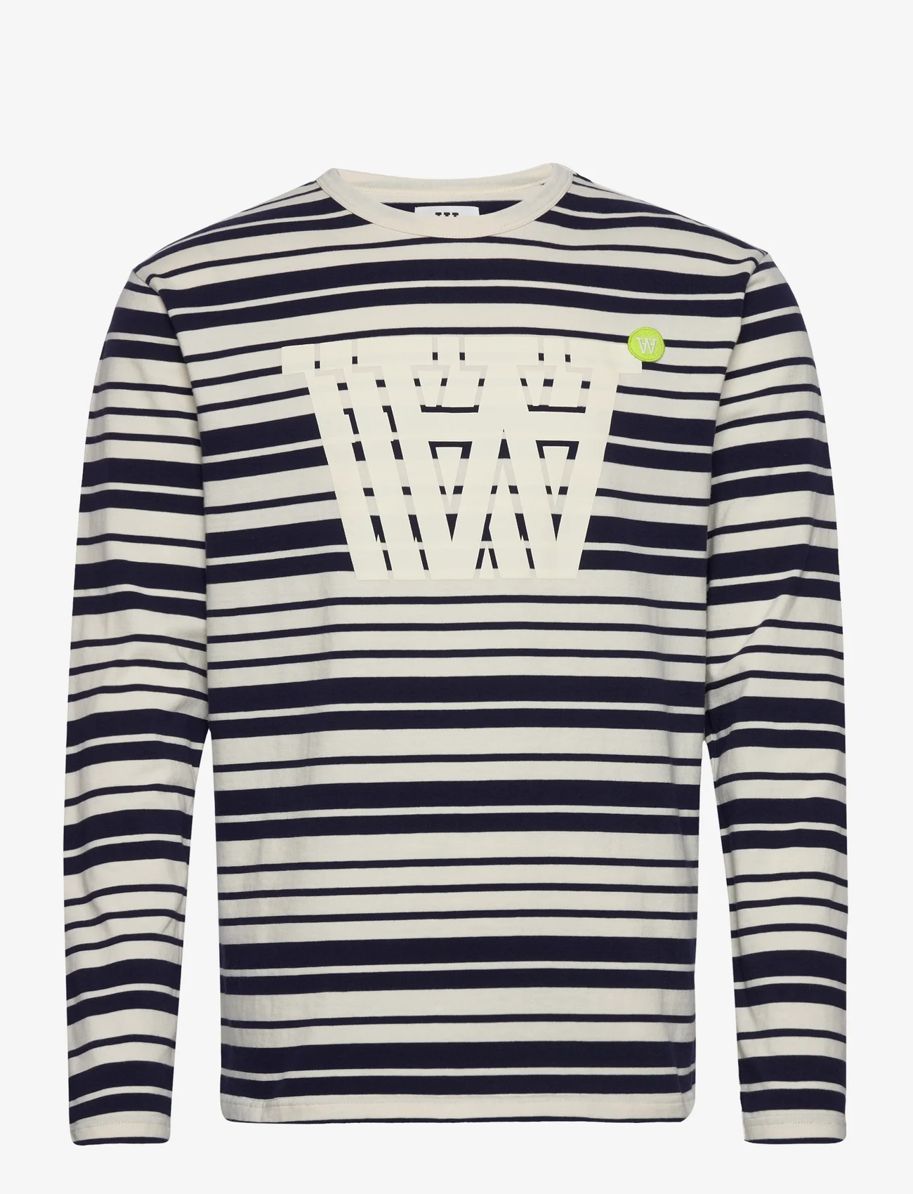 Double A by Wood Wood - Mel stripe long sleeve - t-shirts - off-white/navy stripes - 0