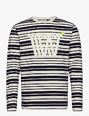 Double A by Wood Wood - Mel stripe long sleeve - langærmede t-shirts - off-white/navy stripes - 0