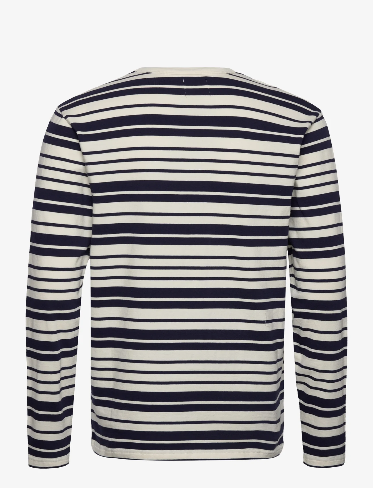 Double A by Wood Wood - Mel stripe long sleeve - langærmede t-shirts - off-white/navy stripes - 1