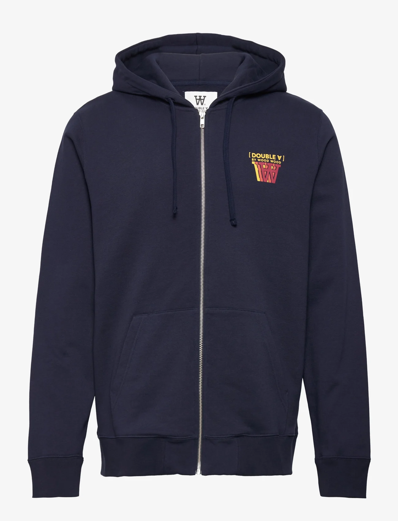 Double A by Wood Wood - Zan stacked logo zip hoodie - sweatshirts - navy - 0