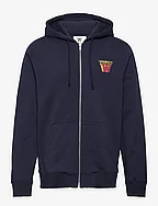 Zan stacked logo zip hoodie - NAVY