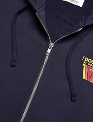 Double A by Wood Wood - Zan stacked logo zip hoodie - sweatshirts - navy - 2