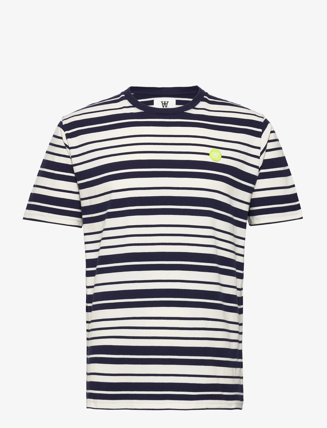 Double A by Wood Wood - Ace stripe T-shirt - marškinėliai trumpomis rankovėmis - off-white/navy stripes - 0