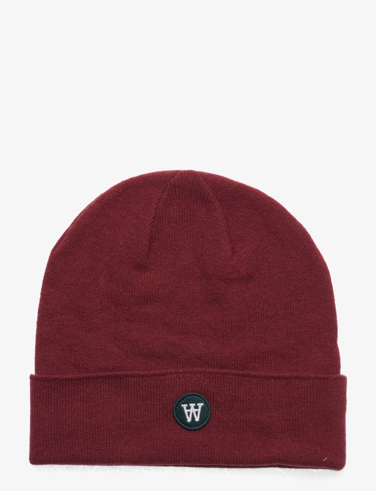 Double A by Wood Wood - Vin patch beanie - kepurės - autumn red - 0