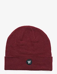 Double A by Wood Wood - Vin patch beanie - kepurės - autumn red - 0