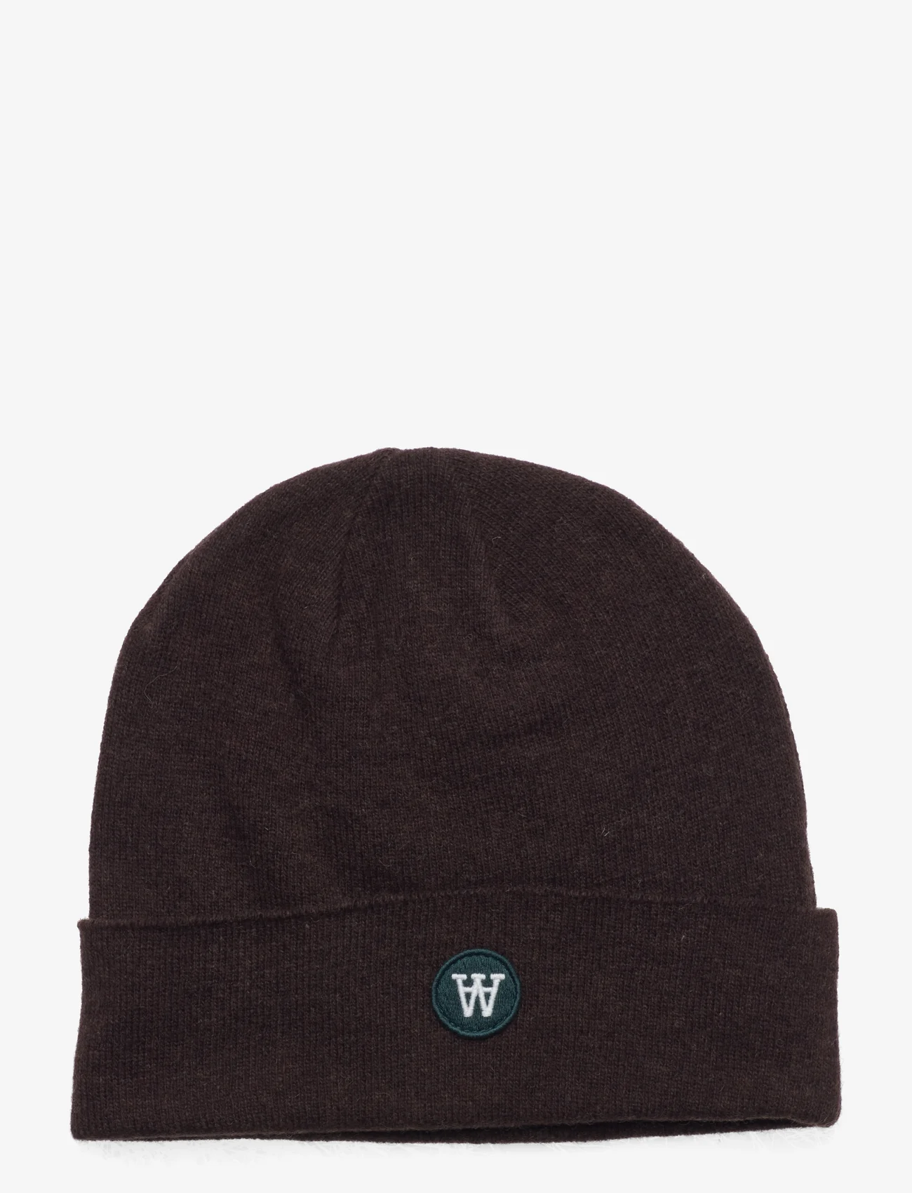 Double A by Wood Wood - Vin patch beanie - beanies - black coffee - 0