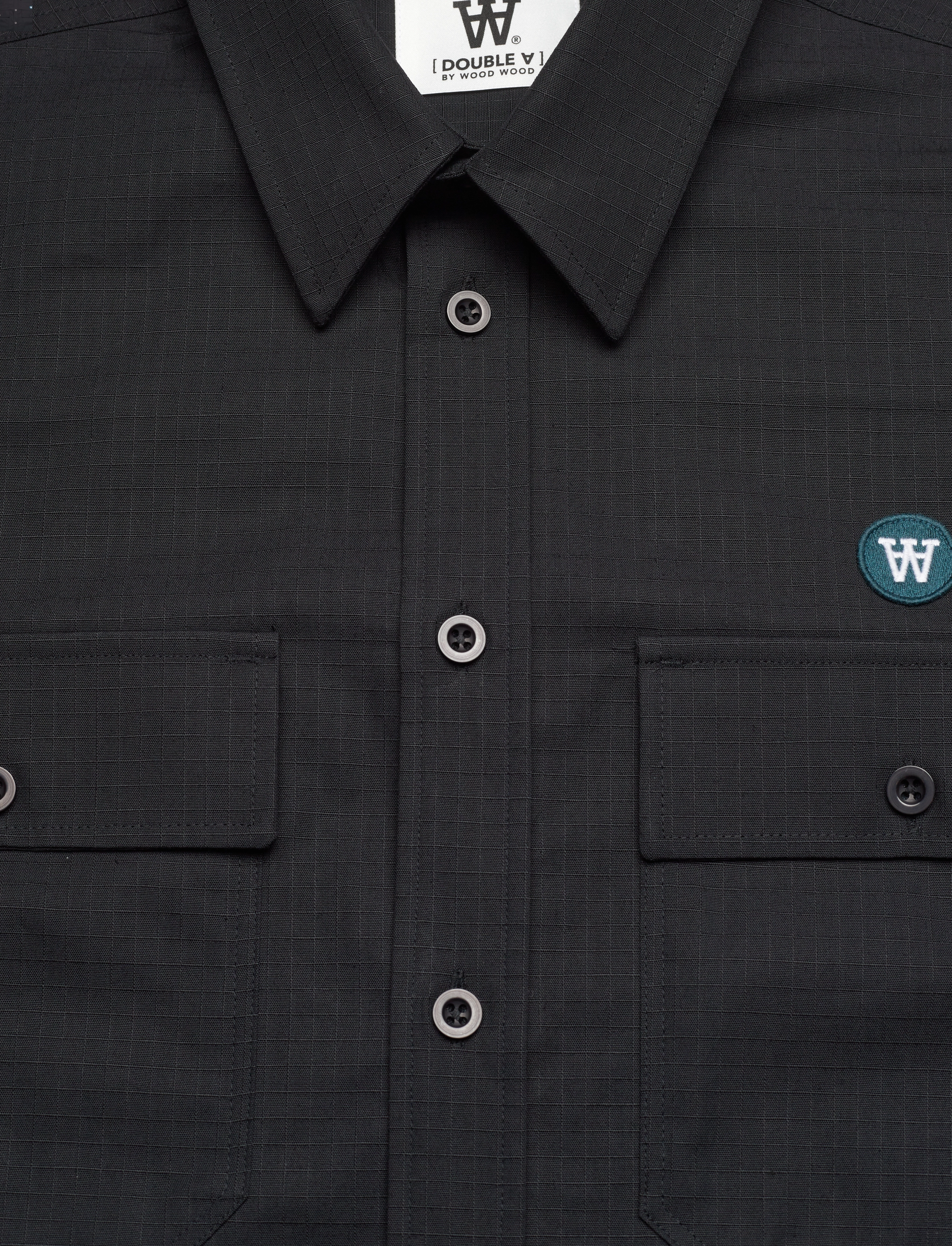 Double A by Wood Wood - Carson ripstop shirt - black - 2