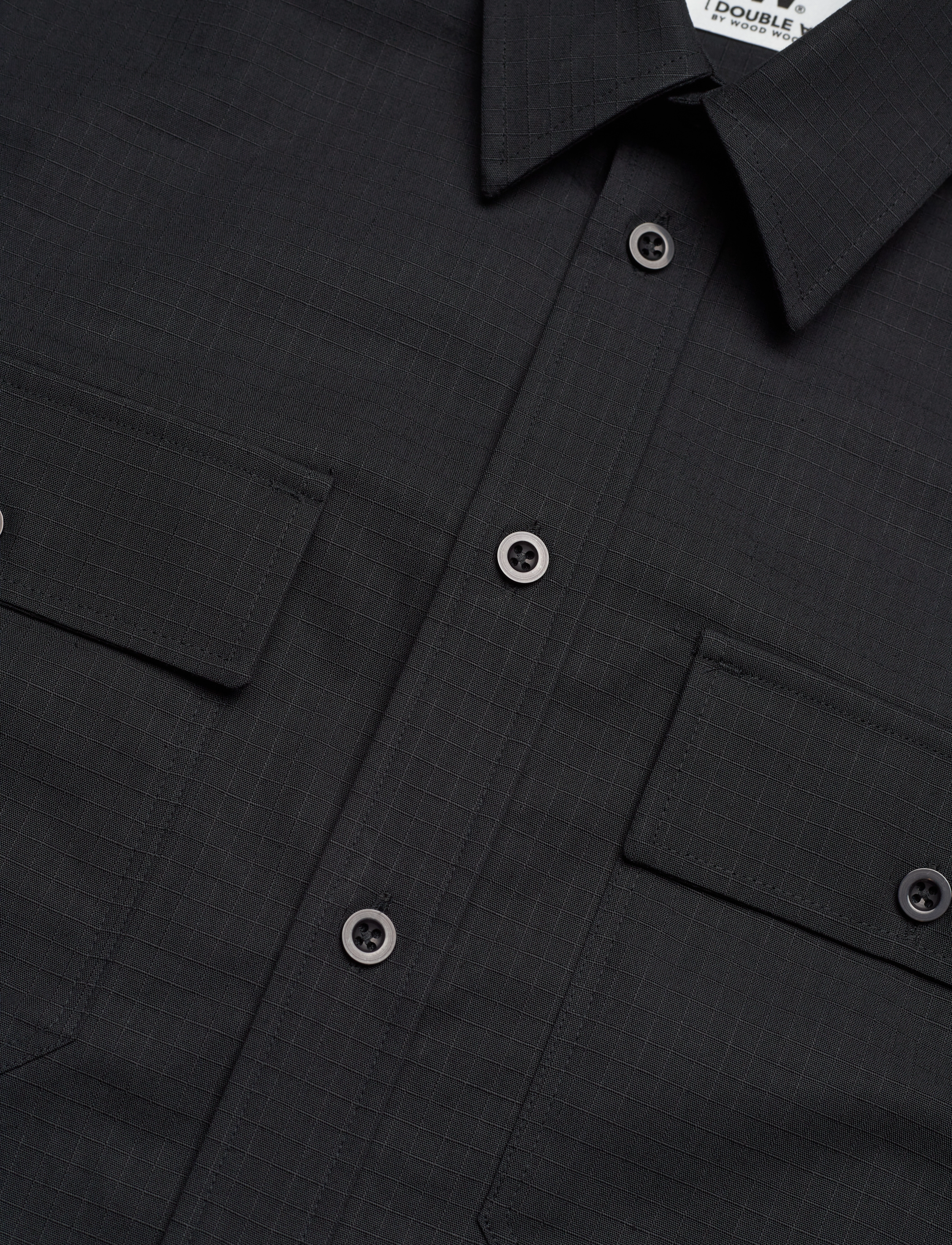 Double A by Wood Wood - Carson ripstop shirt - black - 3