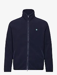 Double A by Wood Wood - Jay patch zip fleece - mid layer jackets - eternal blue - 0