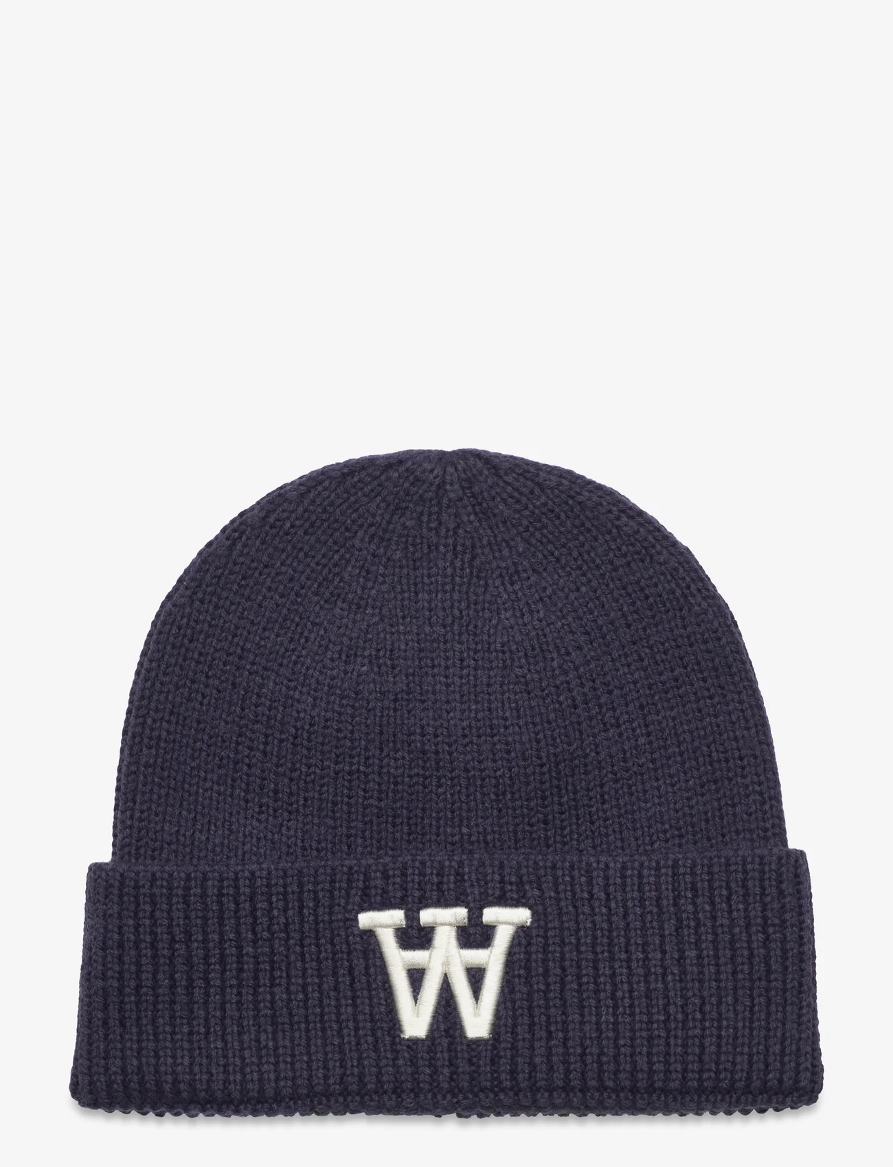 Double A by Wood Wood - Vin logo beanie - beanies - navy - 0