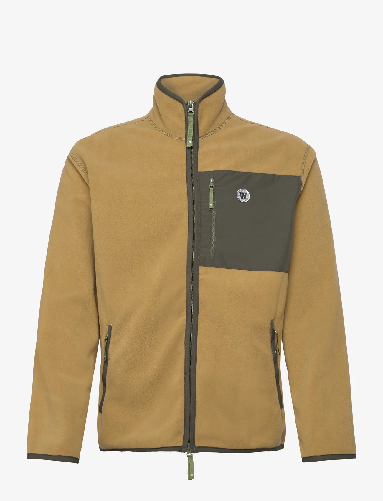 Double A by Wood Wood - Jay Chrome Badge Zip Fleece - mid layer jackets - richard beige - 0