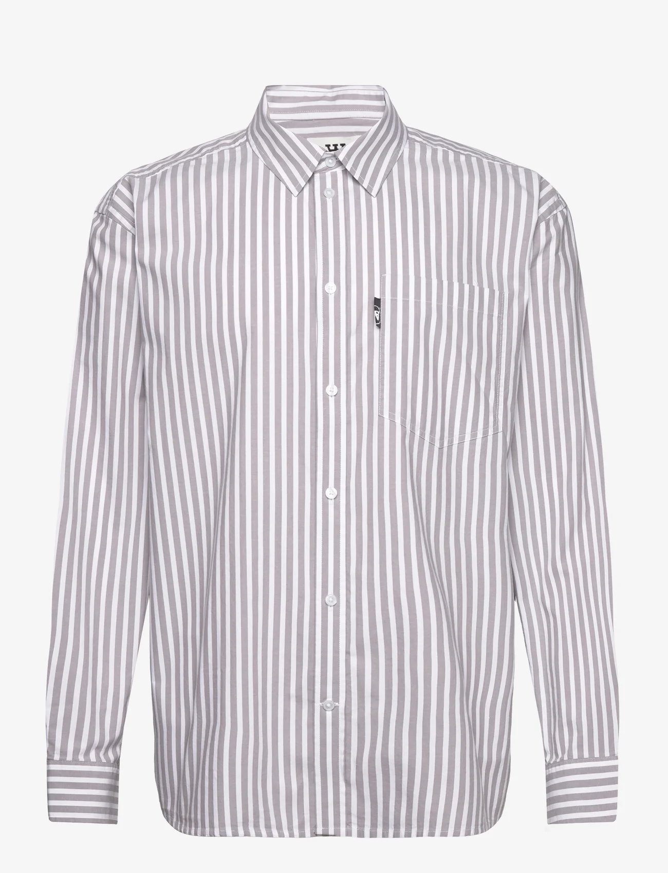 Double A by Wood Wood - Day Striped Shirt GOTS - langärmlige hemden - steel grey - 0