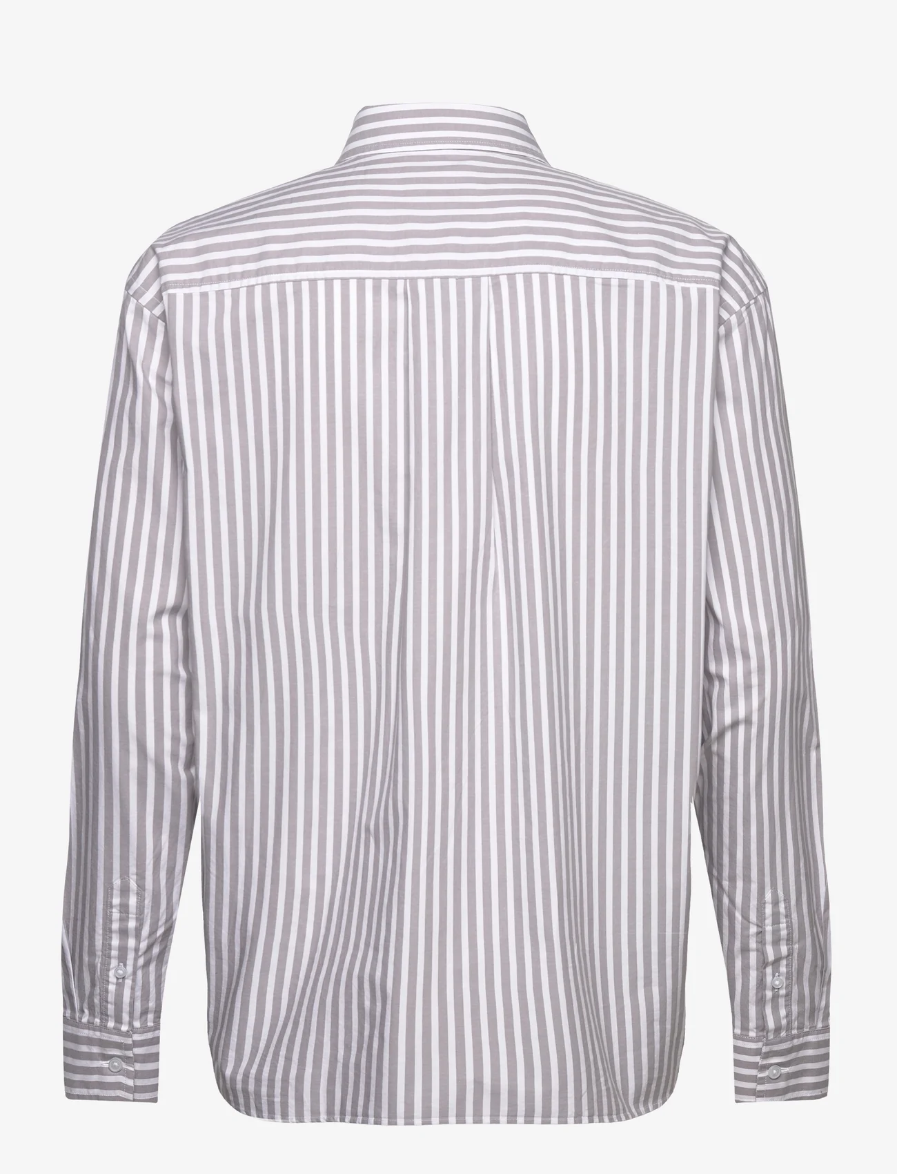 Double A by Wood Wood - Day Striped Shirt GOTS - langærmede skjorter - steel grey - 1