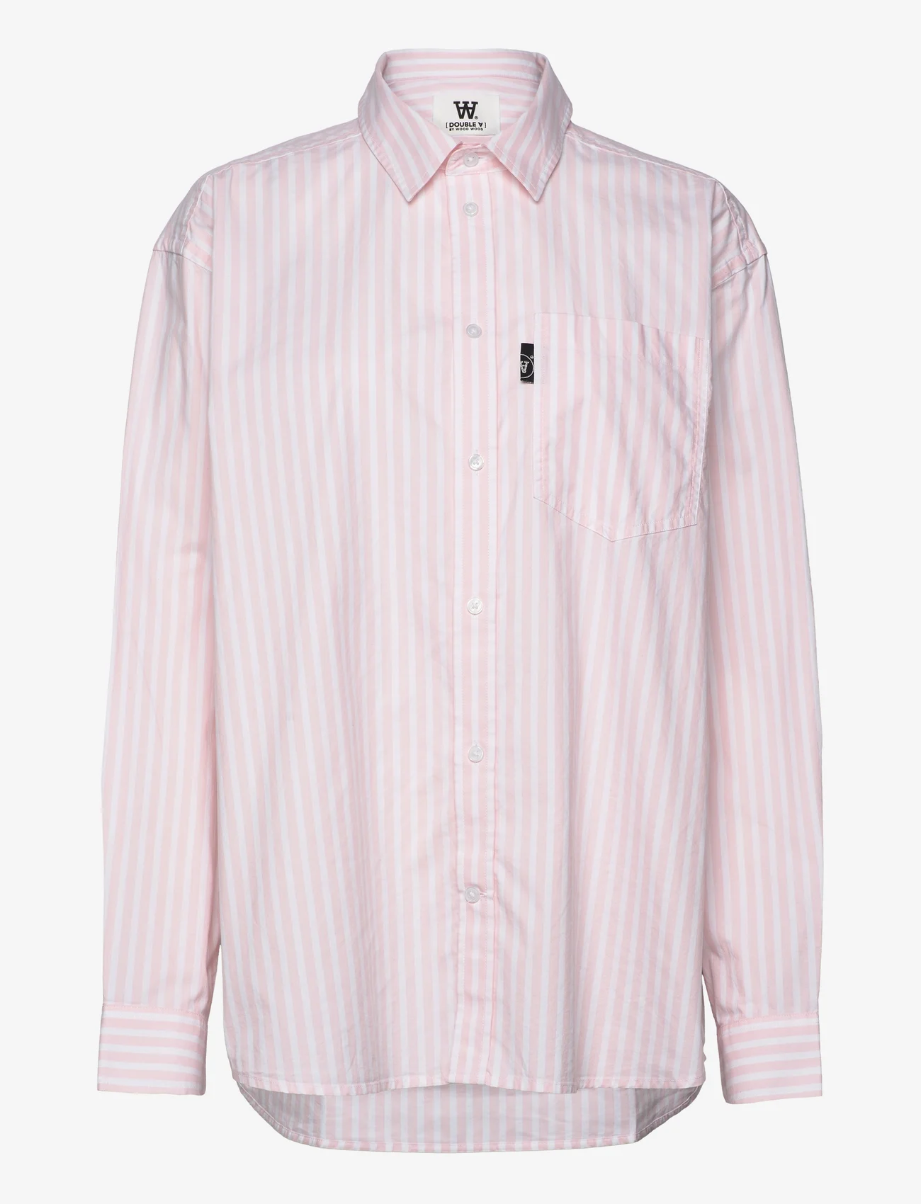 Double A by Wood Wood - Day Striped Shirt GOTS - langærmede skjorter - tangerine - 0