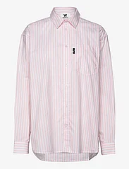 Double A by Wood Wood - Day Striped Shirt GOTS - langærmede skjorter - tangerine - 0