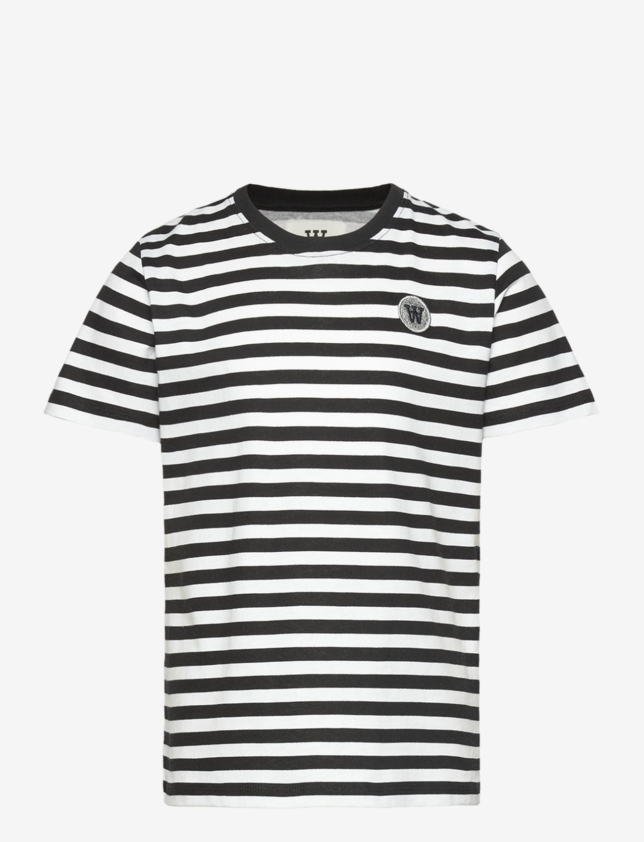 WOOD WOOD - Ola Junior Chrome Badge T-Shirt GOTS - kortærmede t-shirts - black/white stripes - 0