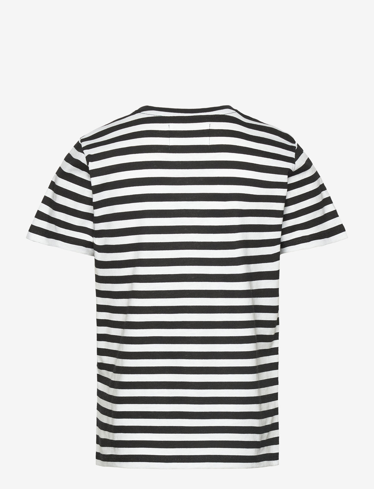 WOOD WOOD - Ola Junior Chrome Badge T-Shirt GOTS - kortærmede t-shirts - black/white stripes - 1