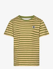 Double A by Wood Wood - Ola Chrome Badge T-Shirt GOTS - kortermede t-skjorter - khaki/pesto stripes - 0