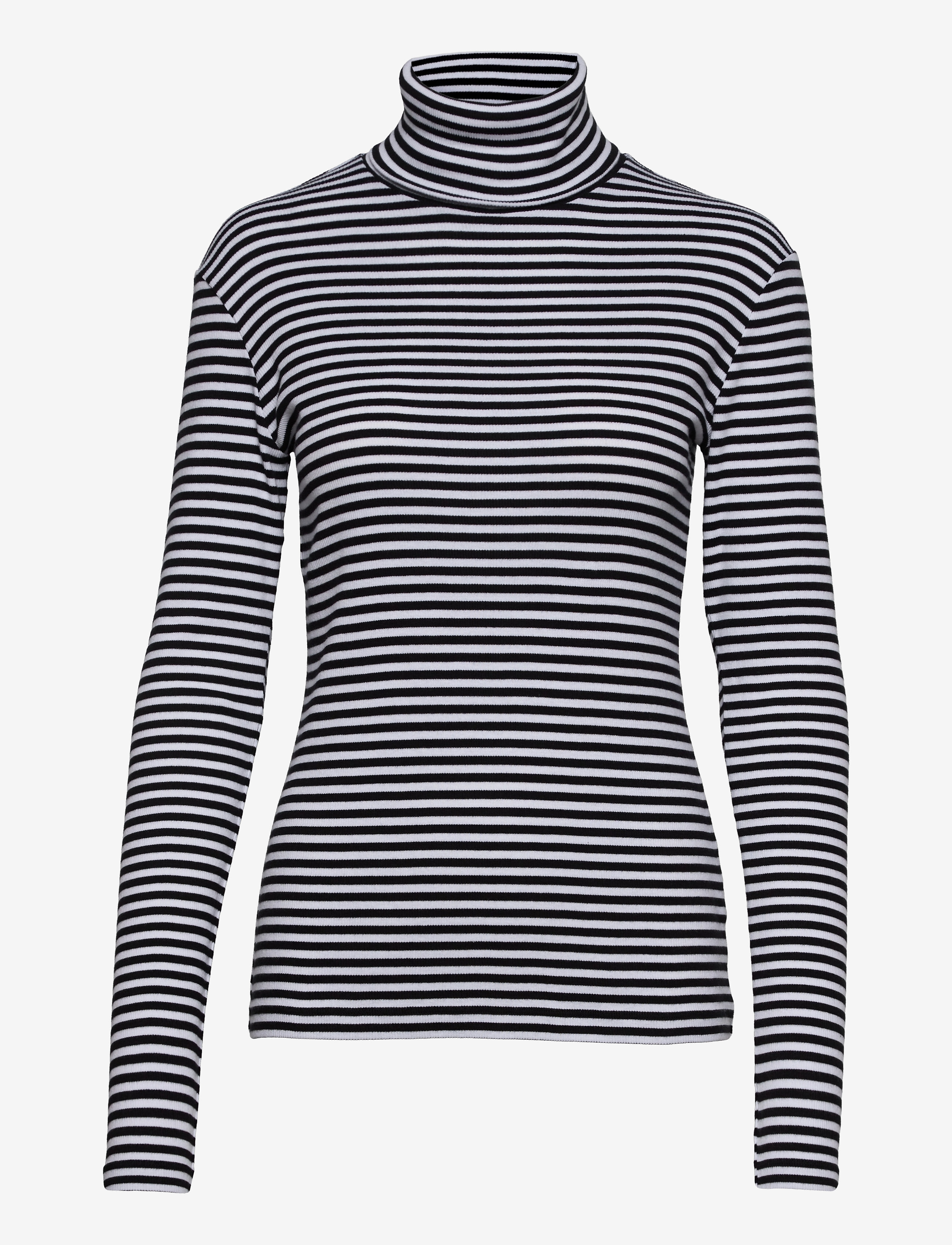 Double A by Wood Wood - Vera fine rib jersey LS - white/black - 0