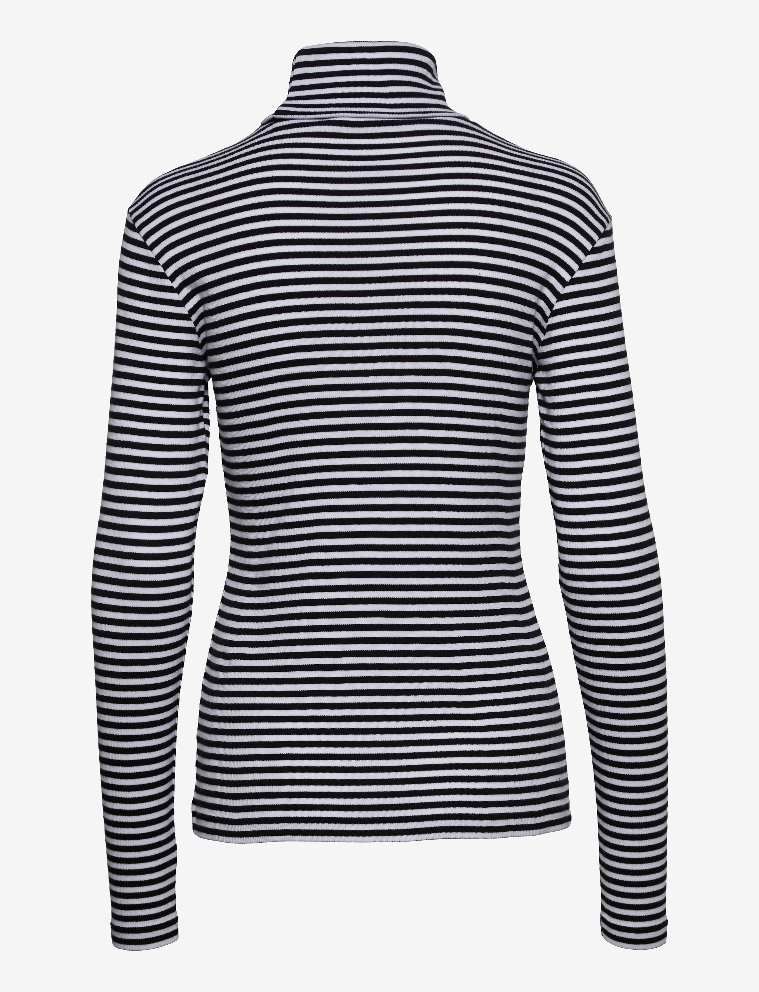Double A by Wood Wood - Vera fine rib jersey LS - white/black - 1
