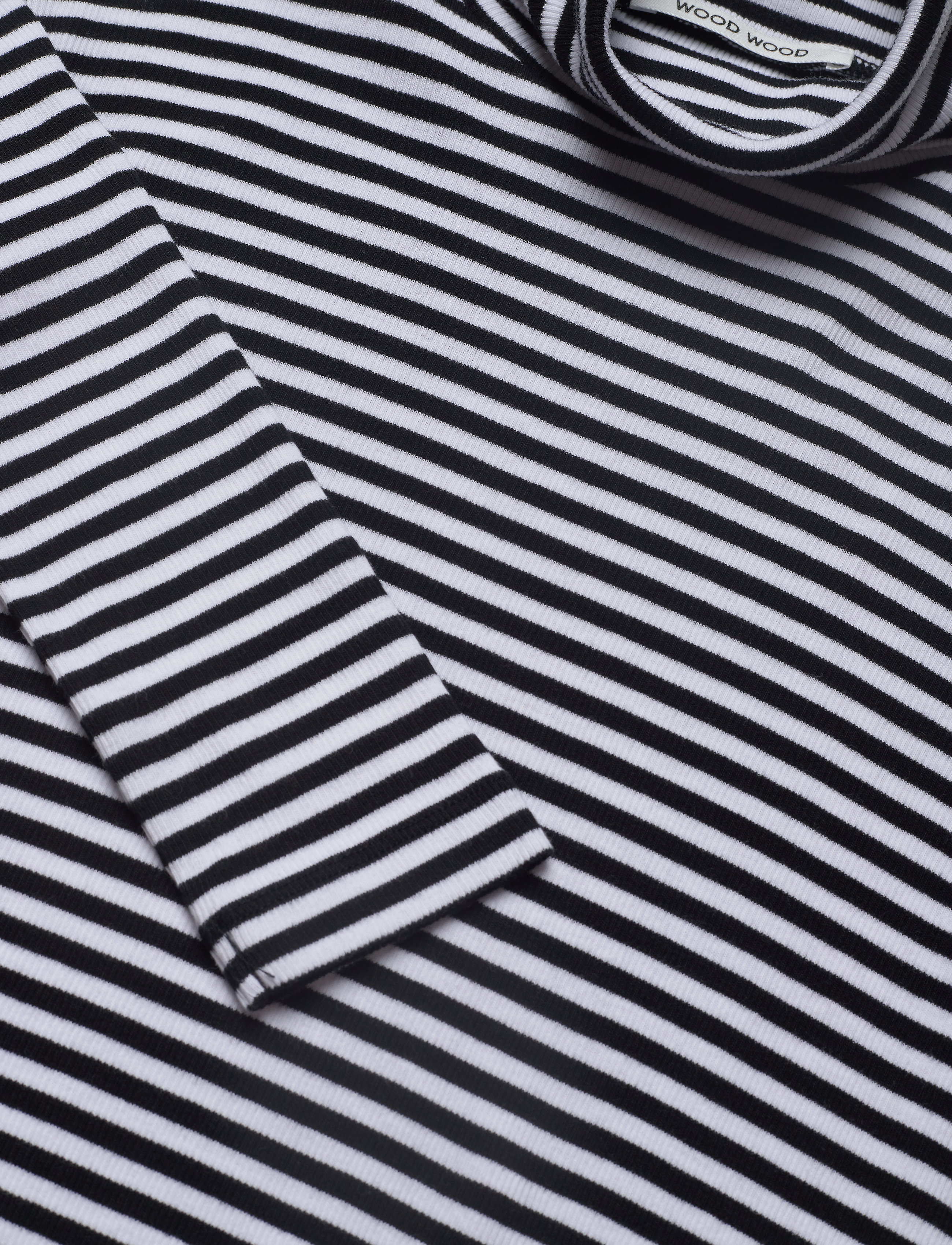 Double A by Wood Wood - Vera fine rib jersey LS - white/black - 2